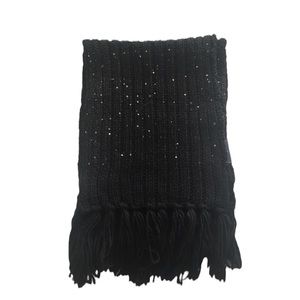 Black Scarf Tommy Hilfiger with small sequins and fringe new with tag